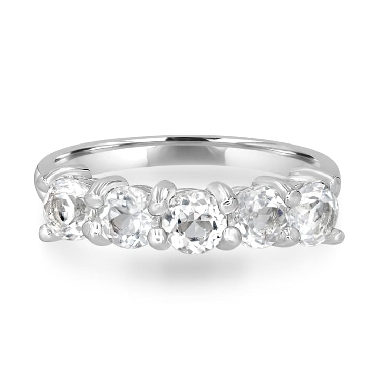 GEMistry White Topaz 5-Stone 925 Sterling Silver Band Ring