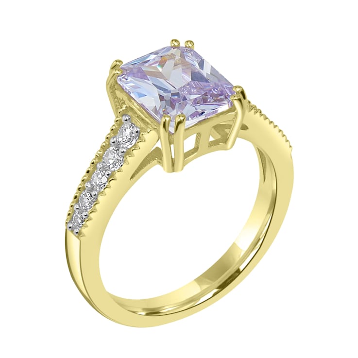 Gemistry Ring In 925 Sterling Silver With Lavender And White CZ