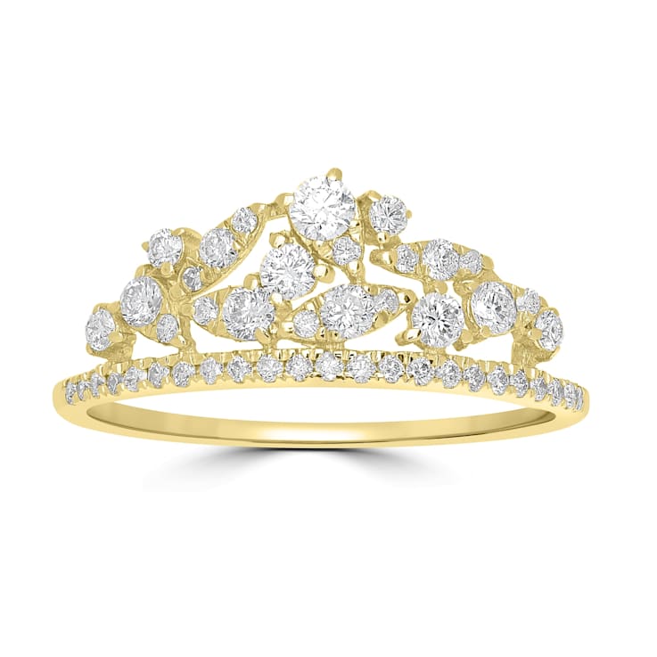 GEMistry 14K Yellow Gold 0.5 Ctw Round Diamond Crown Ring - 1CD5ZA