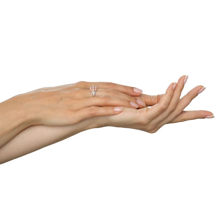 GEMistry Angel Skin Coral Three-Row Band Ring, Sterling Silver