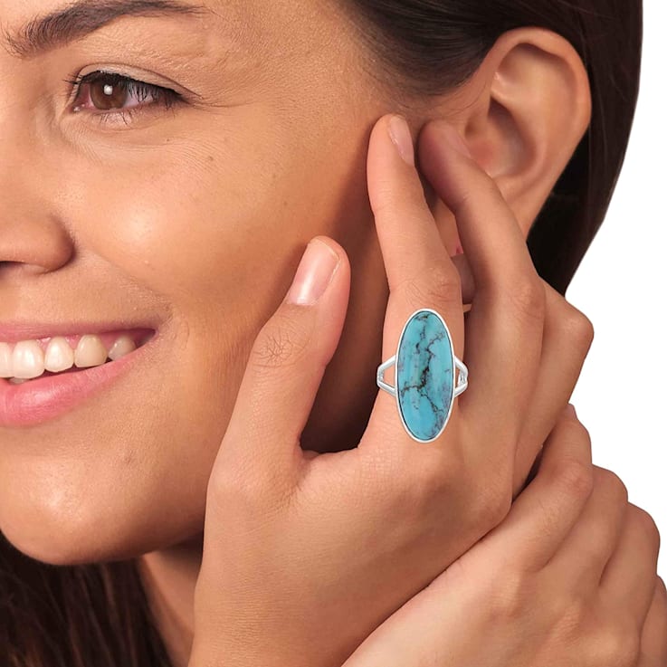 Gemistry Bold Oval Cabochon Gemstone High Polish Ring in Sterling Silver