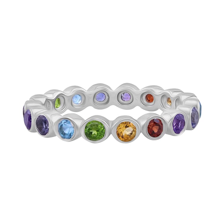 Gemistry Rainbow Gemstone Set of 3 Rings, Sterling Silver