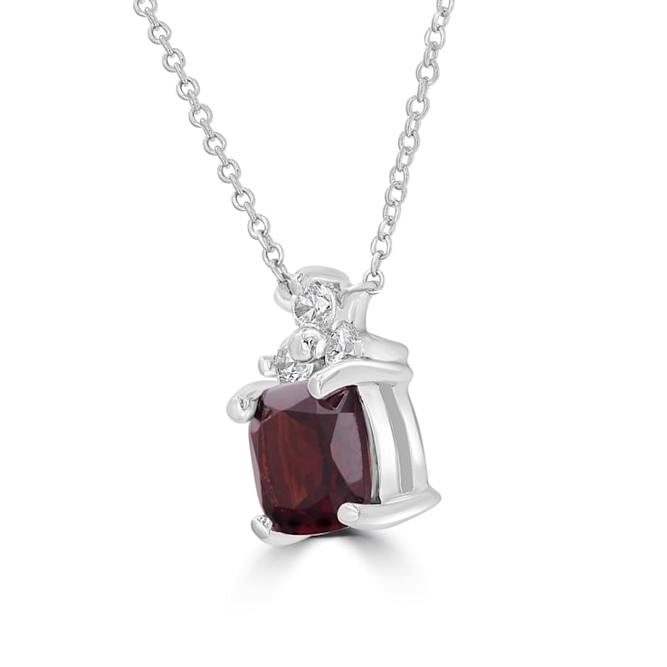 GEMistry Red Garnet Sterling Silver 18 Inch Cable Chain Pendant Necklace