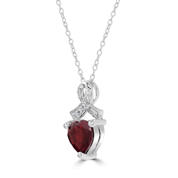 GEMistry Red Garnet Stone 925 Sterling Silver 18 Inch Cable Chain
Pendant Necklace
