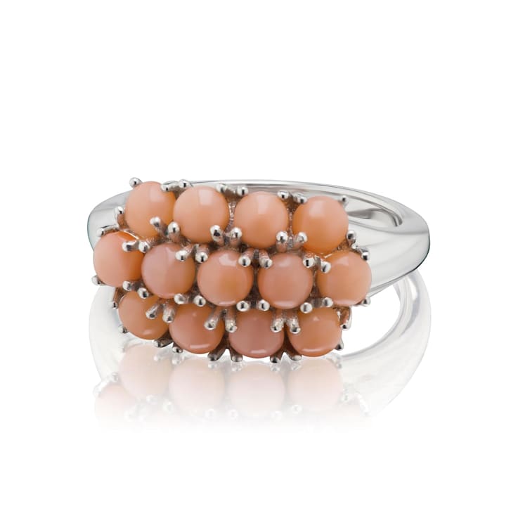 GEMistry Angel Skin Coral Three-Row Band Ring, Sterling Silver