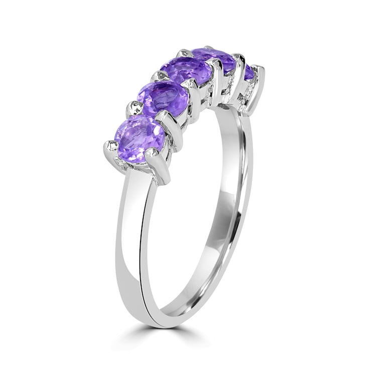 GEMistry Amethyst 5-Stone 925 Sterling Silver Band Ring