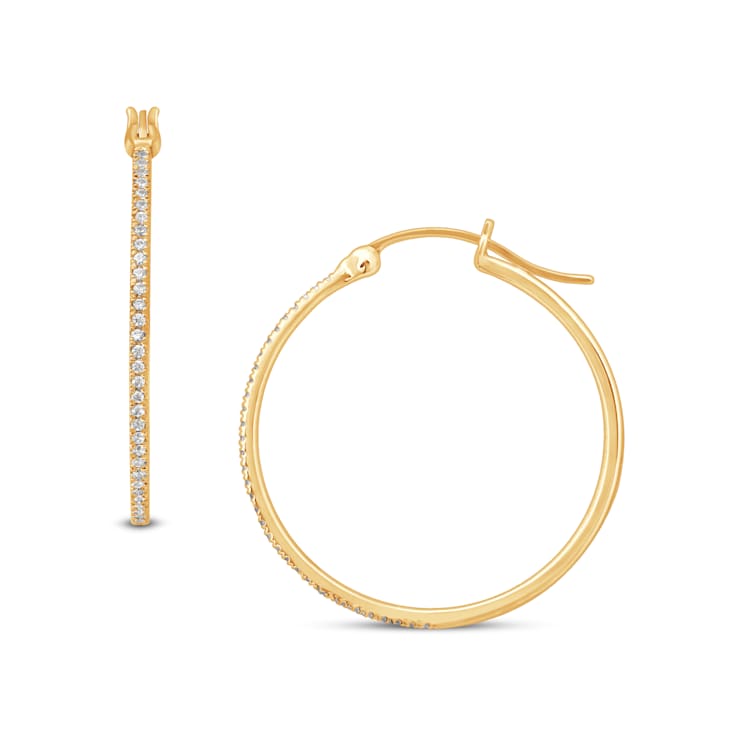 10K Gold Diamond Hoop Earrings 1/8ctw