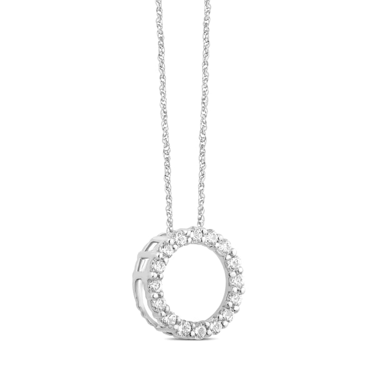 10K Gold Diamond Circle Pendant With Chain .25ctw