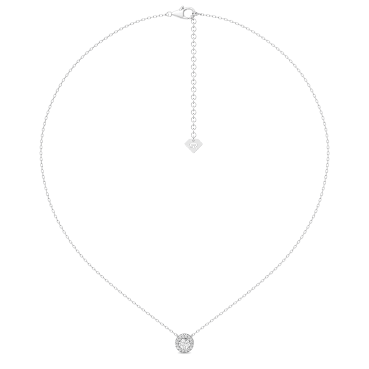 14k White Gold Diamond Halo Necklace
