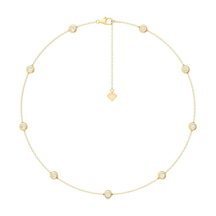 14K Yellow Gold 9 Stone Lab Grown Diamond by the Yard 16 Inch Station
Necklace With 2 Inch Extender