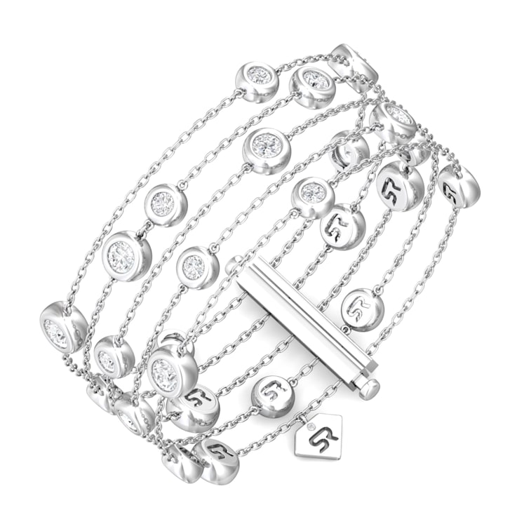 14K White Gold 5 Row Lab Grown Diamond by the Yard Bracelet