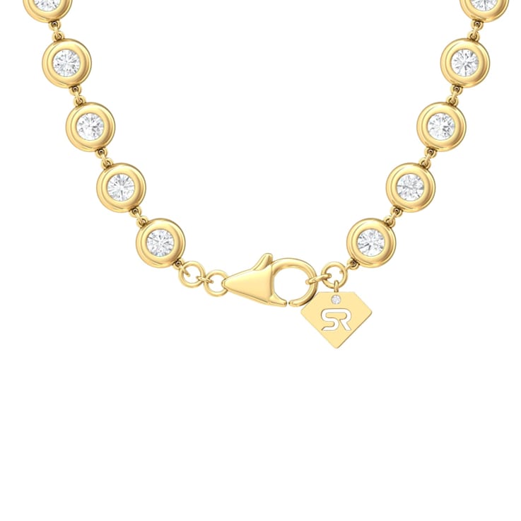 18K Yellow Gold Opera Length Bezel Lab Grown Diamond 34 Inch Strand Necklace