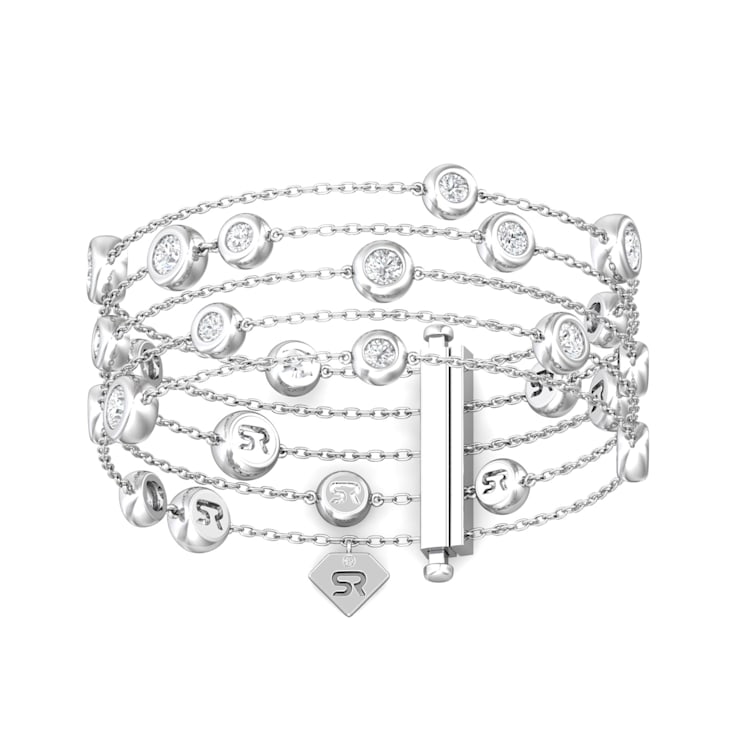 14K White Gold 5 Row Lab Grown Diamond by the Yard Bracelet