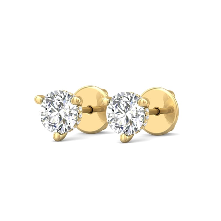 18K Gold Lab Grown Diamond Stud Earrings 1.55ctw