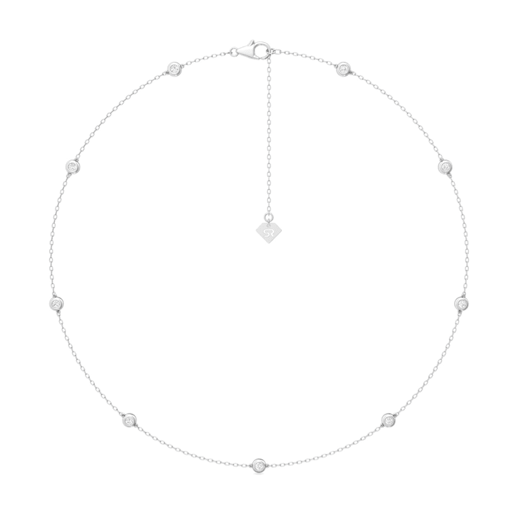 14K White Gold 9 Stone Lab Grown Diamond by the Yard 16 Inch Station
Necklace With 2 Inch Extender