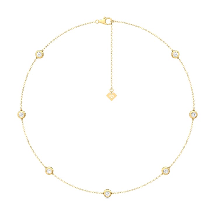 14K Yellow Gold 7 Stone Lab Grown Diamond by the Yard 16 Inch Station
Necklace With 2 Inch Extender