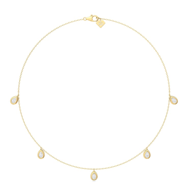 14K Yellow Gold 5 Stone Pear Shape Lab Grown Diamond by the Yard 16 Inch
Drop Necklace