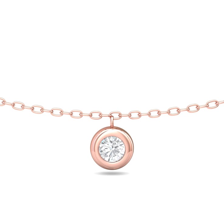 14K Rose Gold 5 Stone Lab Grown Diamond by the Yard 16 Inch Drop Necklace