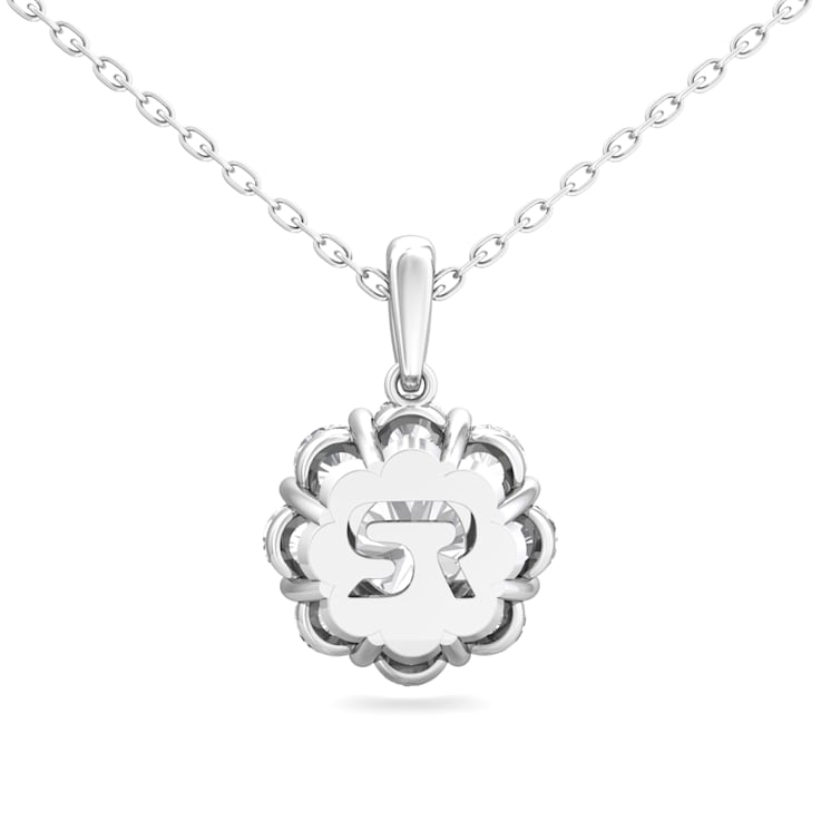 14K White Gold Lab Grown Diamond Cluster Pendant