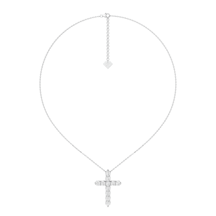 14K White Gold Diamond Cross Pendant