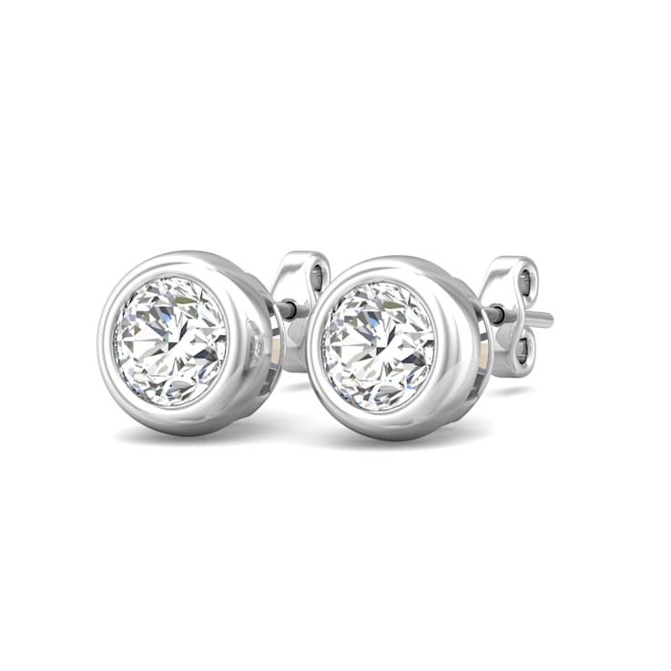 14K Gold Lab Grown Diamond Bezel Stud Earrings 2.0ctw