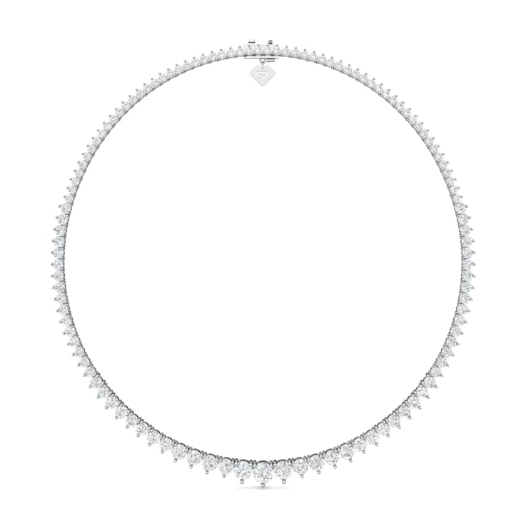 18K White Gold Riviera Lab Grown Diamond 16 Inch Graduated Necklace