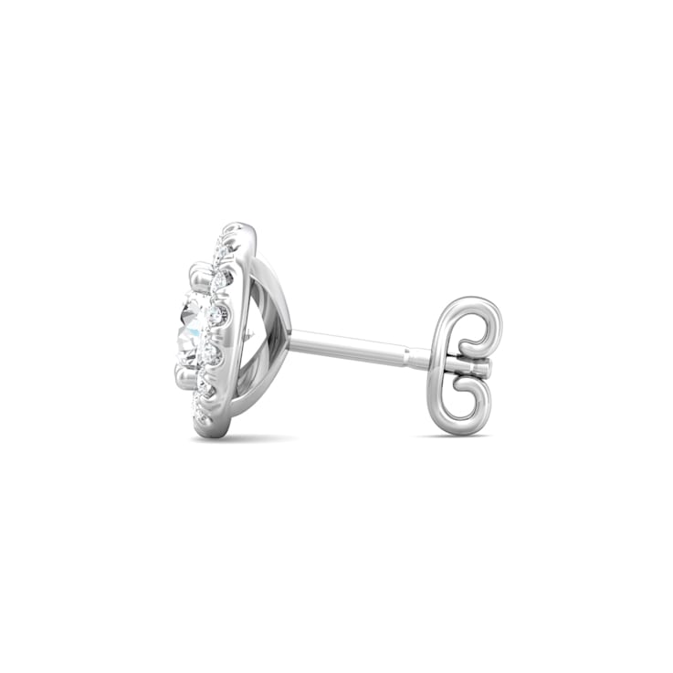 14K Gold Lab Grown Diamond Halo Stud Earrings 1.20ctw