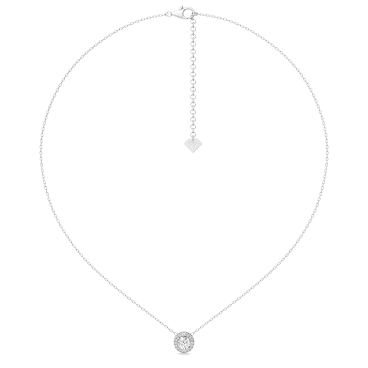 14k White Gold Diamond Halo Necklace