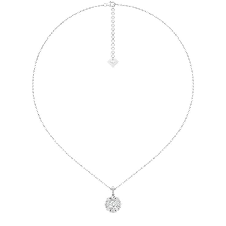 14K White Gold Lab Grown Diamond Cluster Pendant