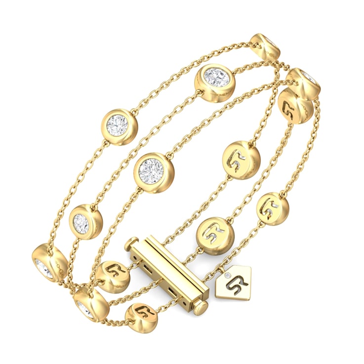 14K Yellow Gold 3 Row Lab Grown Diamond by the Yard Bracelet