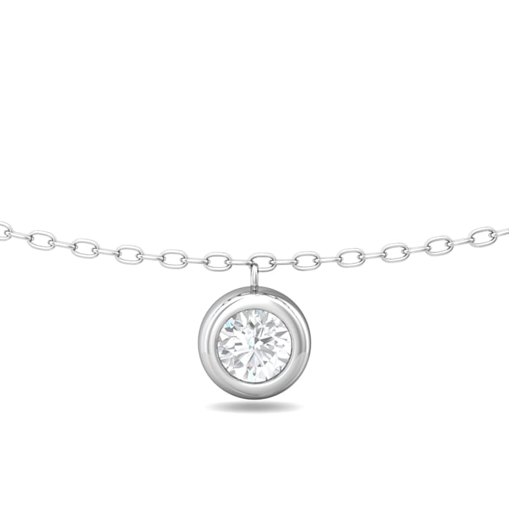 14K White Gold 5 Stone Lab Grown Diamond by the Yard 16 Inch Drop Necklace