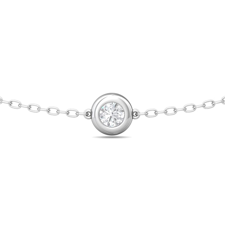 14K White Gold Lab Grown Diamond by the Yard 17 Inch Necklace With 2
Inch Extender