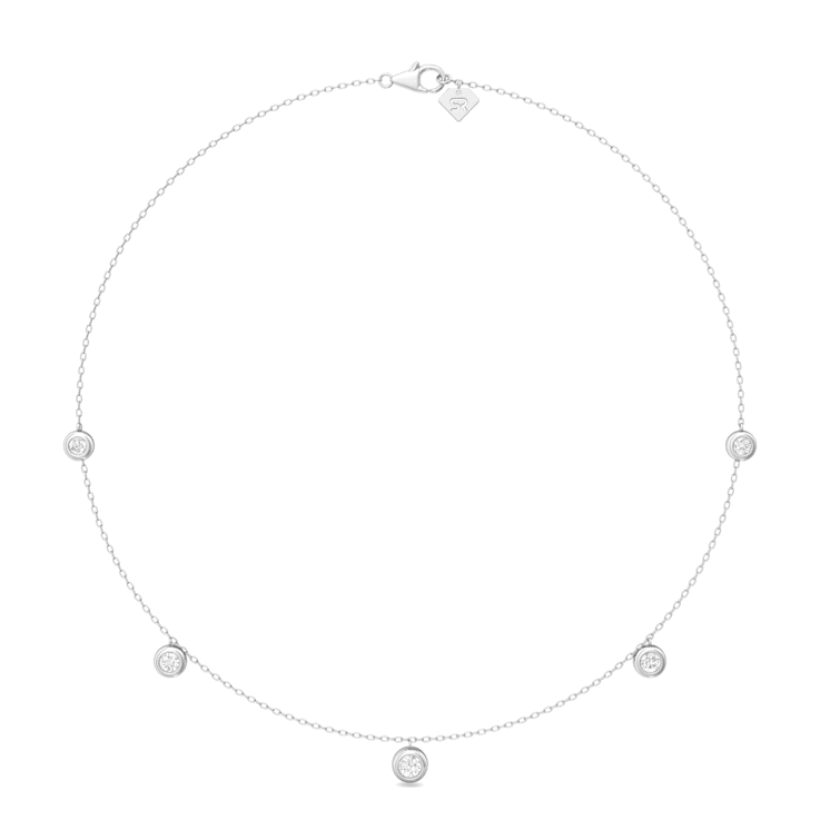 14K White Gold 5 Stone Lab Grown Diamond by the Yard 16 Inch Drop Necklace