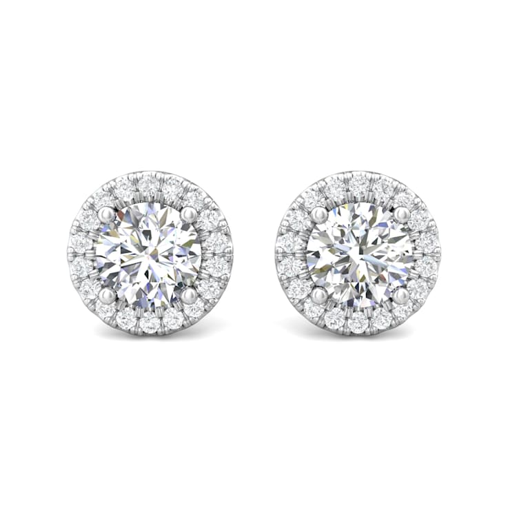 14K Gold Lab Grown Diamond Halo Stud Earrings 1.75ctw