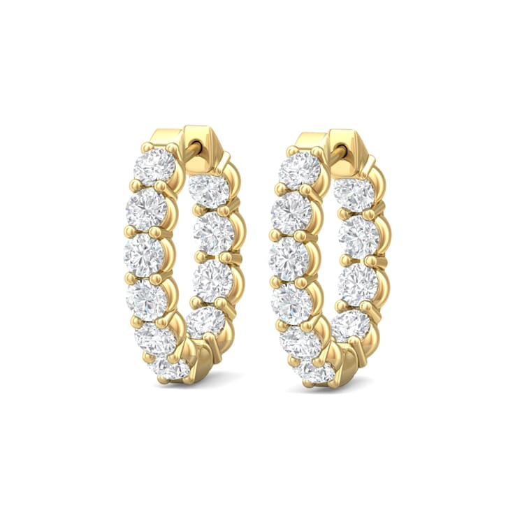14K Gold Lab Grown Diamond Classic Hoop Earrings 4.20ctw