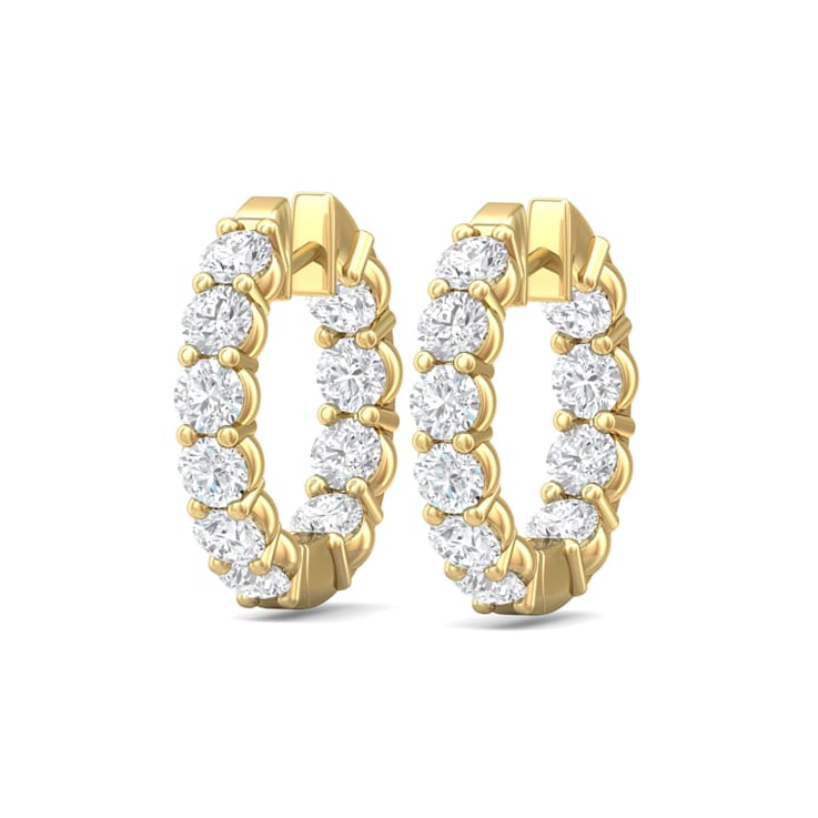 14K Gold Lab Grown Diamond Classic Hoop Earrings 5.20ctw