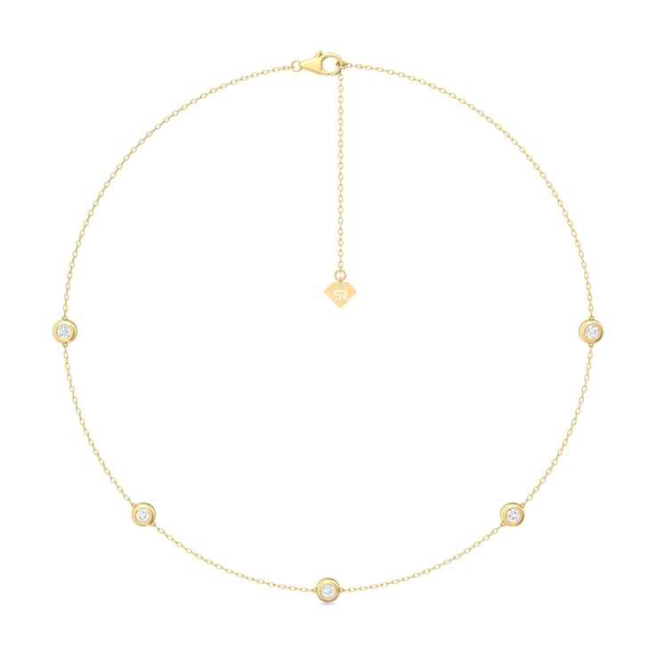 14K Yellow Gold 5 Stone Lab Grown Diamond by the Yard 18 Inch Station
Necklace With 2 Inch Extender