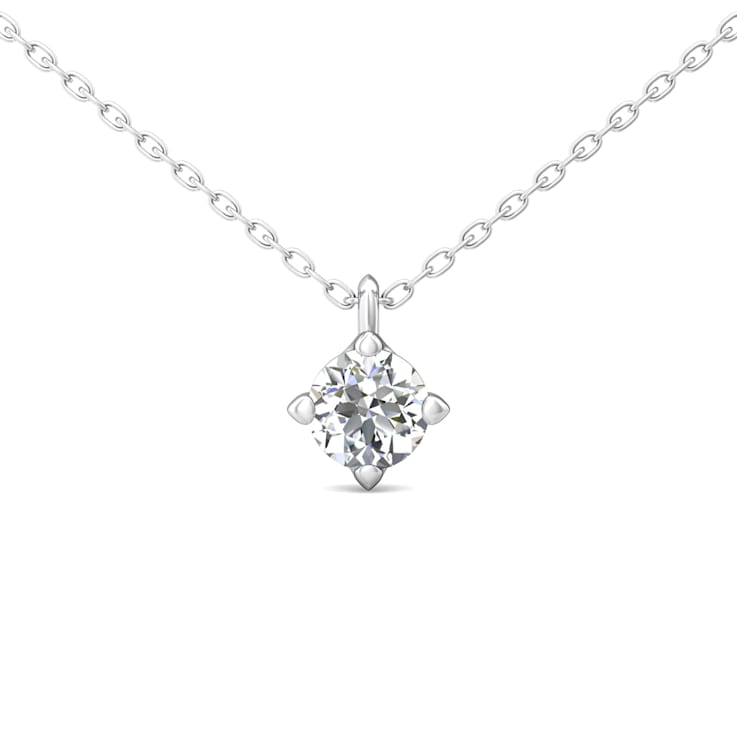 14K White Gold 1.0ct Lab Grown Diamond Solitaire Pendant