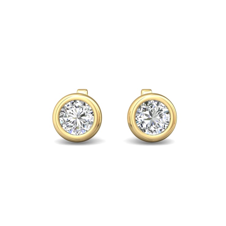 14K Gold Lab Grown Diamond Bezel Stud Earrings 1.0ctw