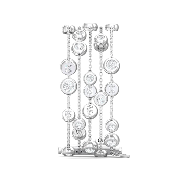 14K White Gold 5 Row Lab Grown Diamond by the Yard Bracelet