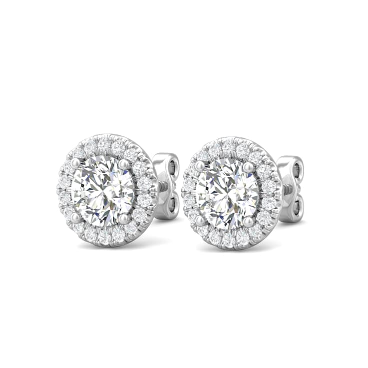 14K Gold Lab Grown Diamond Halo Stud Earrings 1.75ctw