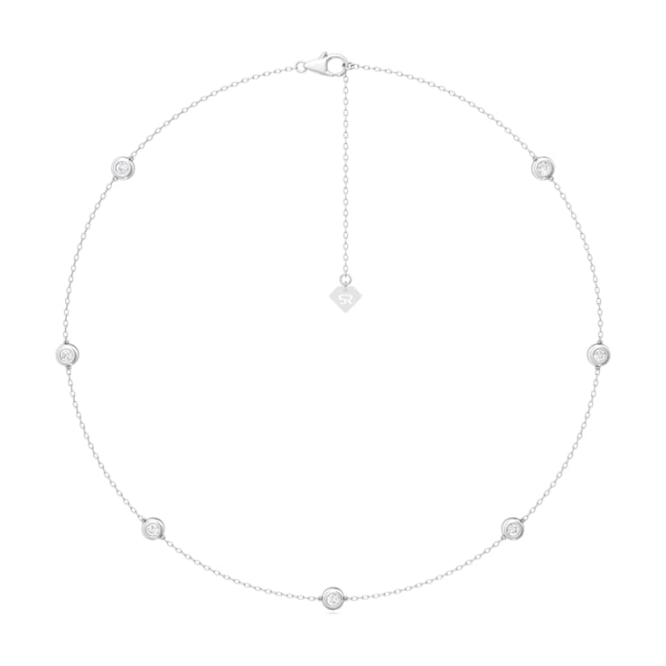 14K White Gold 7 Stone Lab Grown Diamond by the Yard 16 Inch Station
Necklace With 2 Inch Extender