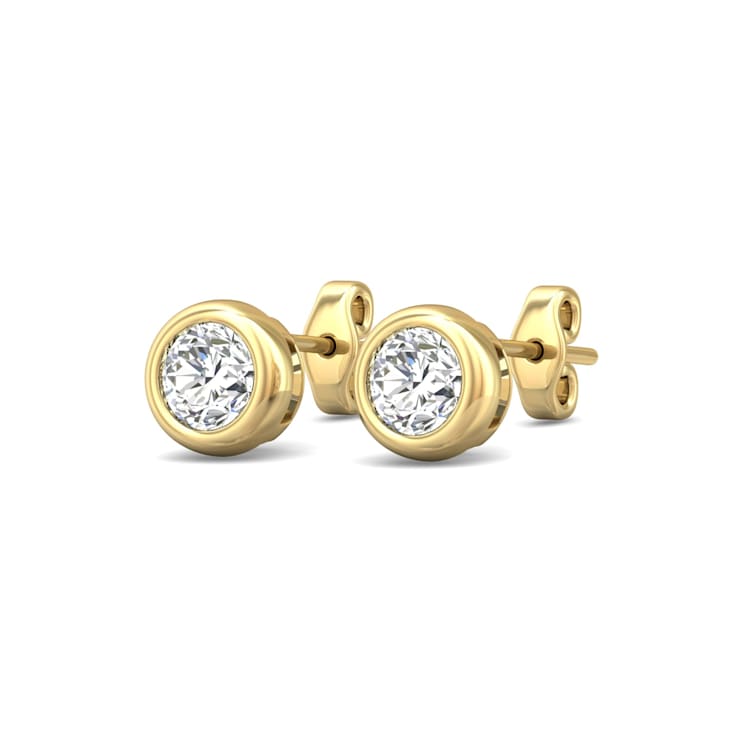 14K Gold Lab Grown Diamond Bezel Stud Earrings 1.0ctw