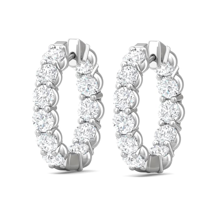 Platinum Lab Grown Diamond Classic Hoop Earrings 3.15ctw
