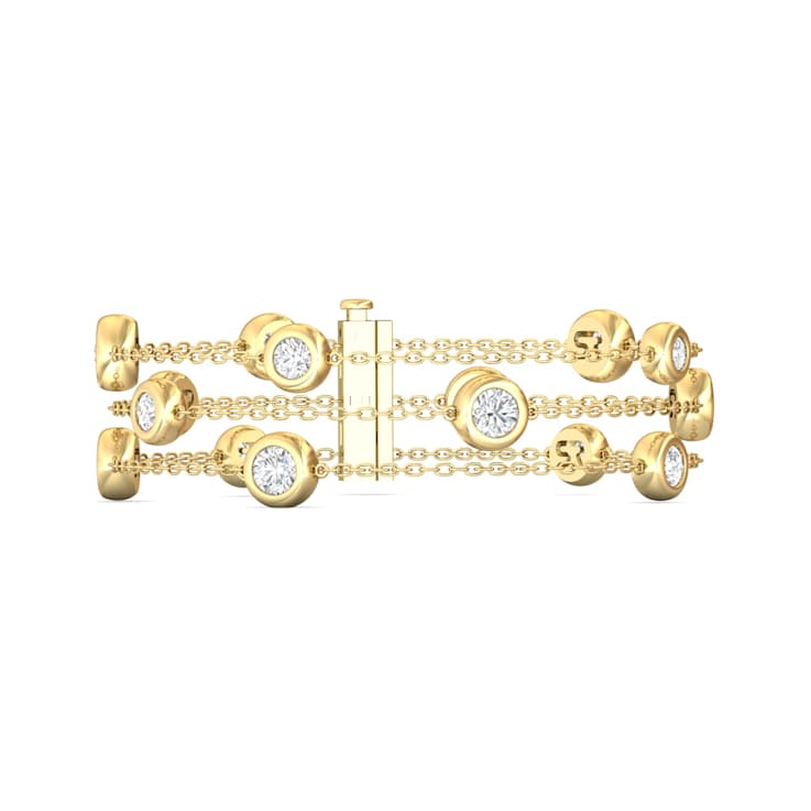 14K Yellow Gold 3 Row Lab Grown Diamond by the Yard Bracelet