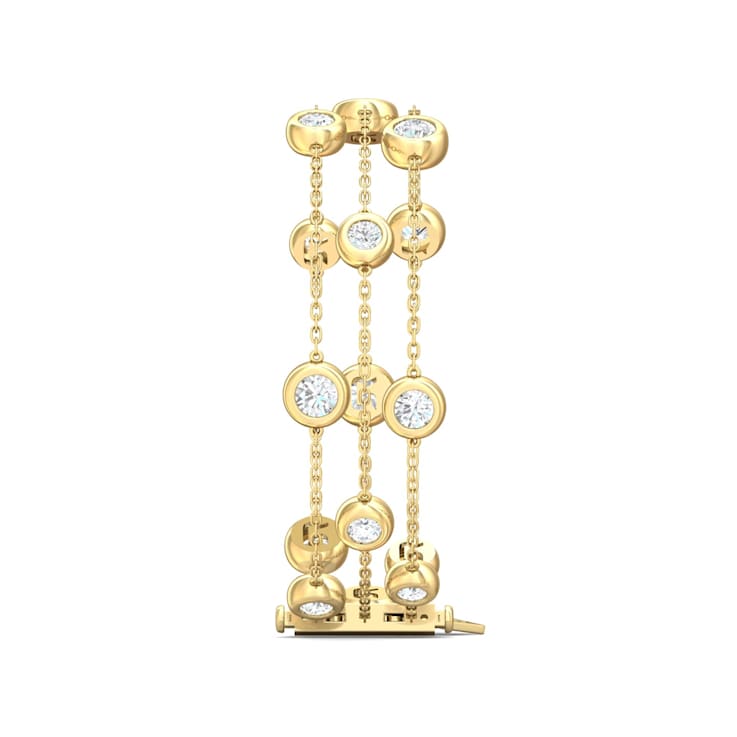 14K Yellow Gold 3 Row Lab Grown Diamond by the Yard Bracelet