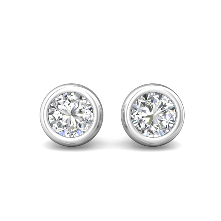 14K Gold Lab Grown Diamond Bezel Stud Earrings 2.0ctw