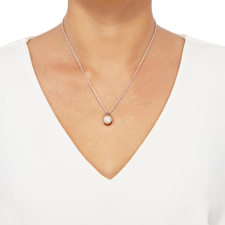 Stainless White Fresh Water Pearl Pendant