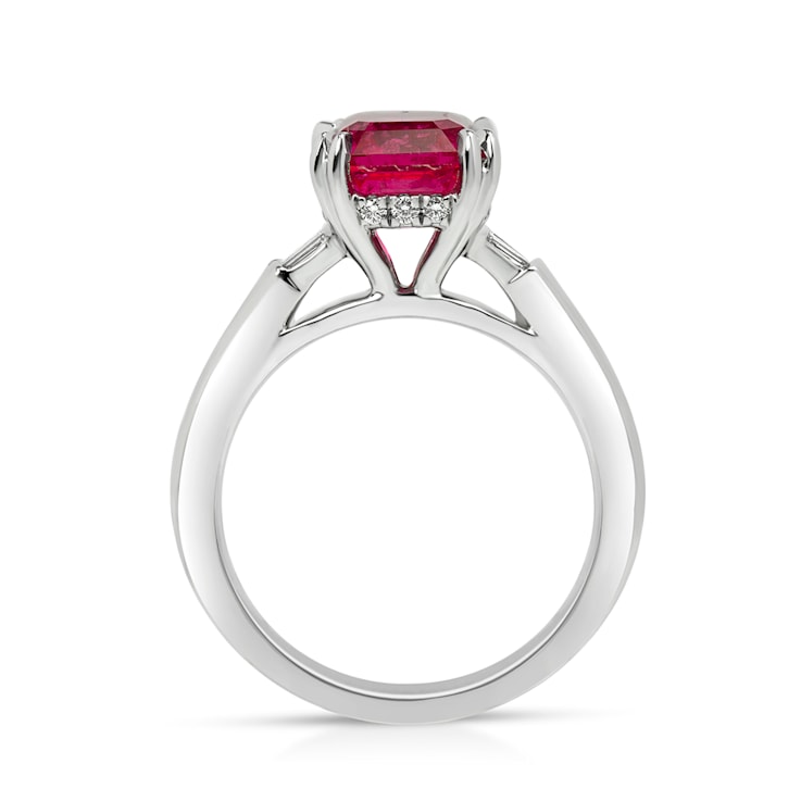 18KW 1/5 CTW Diamond Engagement Ring With 3.15 CTW Emerald Spinel