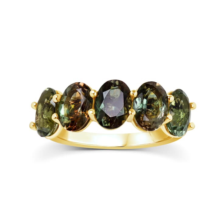 18KW 3.75 CTW Oval Sun Stone Anniversary ring